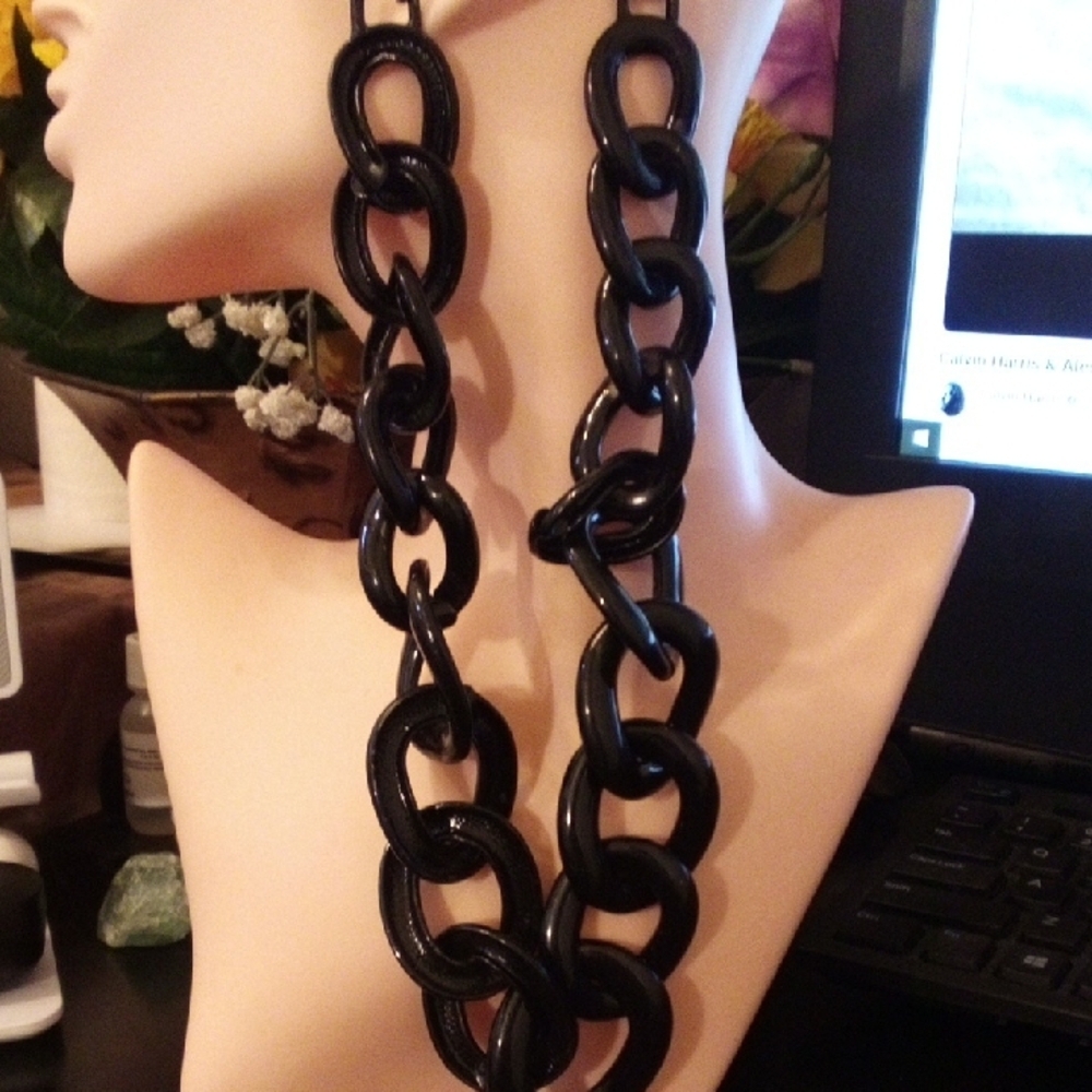 Black Link Chain Necklace - Women Jewelry